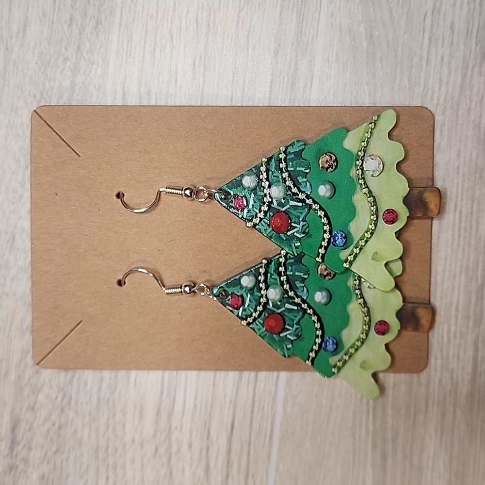 Christmas Tree Silver Hypoallergenic Earrings